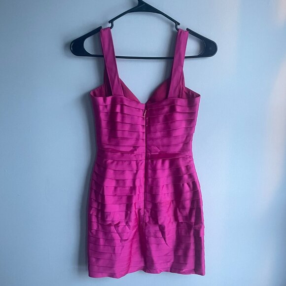 BCBGMAXAZRIA • Vintage Y2K Begonia Hot Pink Formal Bodycon Mini Dress | Size 0 - Picture 7 of 9